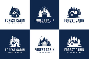 collection of home cabin , adventure outdoor, logo design inspiration. - obrazy, fototapety, plakaty