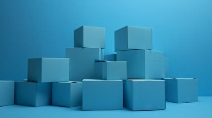 Stacked Cubes in Monochromatic Blue