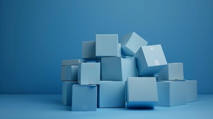 Cubes Stack on Blue Surface