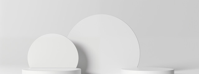 Minimalistic White Podium with Geometric Shapes for Product Display

