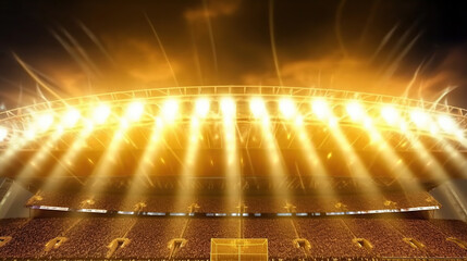 Golden stadium lights with rays