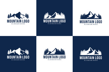 set of mountain logo , nature symbol, adventure , logo design template.
