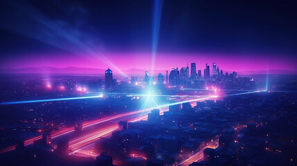 Bright Pink and Blue Neon lens flares,