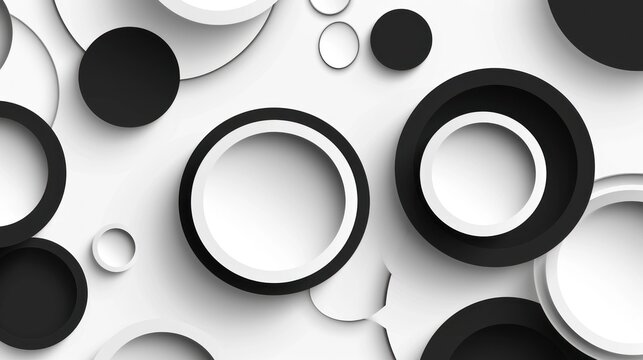 Abstract technology background ,black circle pattern image. Vector geometric design, white background, PNG