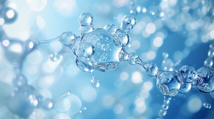 Close Up Water Bubbles on Blue Background