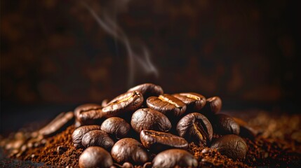 Steaming Pile of Coffee Beans