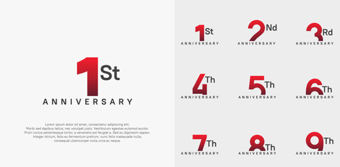 anniversary logotype vector design set red color can be use for celebration day