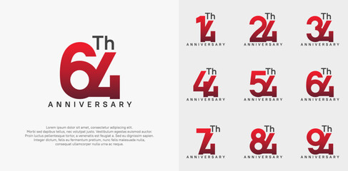 anniversary logotype vector design set red color can be use for celebration day