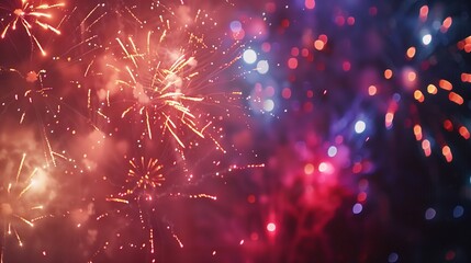 Fototapeta premium Vibrant Fireworks Illuminating Night Sky