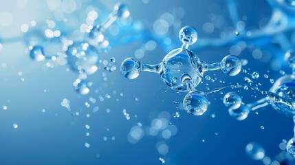 Blue Background With Water Droplets and Bubbles - obrazy, fototapety, plakaty