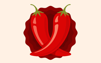 Vector chilli pepper. Vector emblem jalapeno or chilli peppers. Chili pepper for Thai or Mexican food