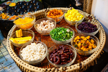 fresh produce on sale on floating market in Thainland