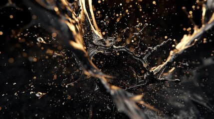 A dramatic image capturing a rich golden liquid splash, symbolizing opulence with a dark...