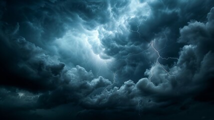 Obraz premium The foreboding sight of a menacing thunderstorm laden with multiple lightning bolts