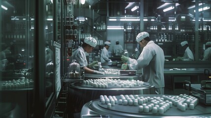 Pharmaceutical Factory Workers in Action