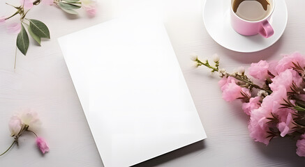 Obraz na płótnie Canvas blank coloring book mockup chic feminine with modern desk photography ai generative