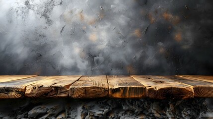 Empty wooden table and vase on grunge background. Mock up, 3D Rendering - obrazy, fototapety, plakaty