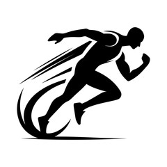 Running man vector silhouette, isolated on white background. Athlete running.