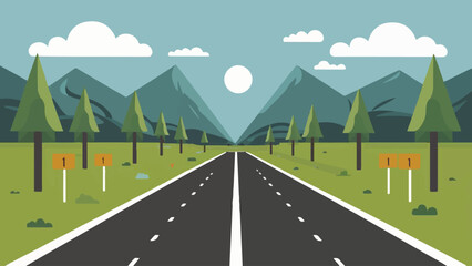 Dynamic Flat Vector Road Illustration: Drive Sales with Engaging Design 