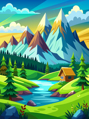 2d design vector landscape background