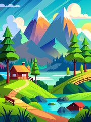 Obraz premium 2d design vector landscape background