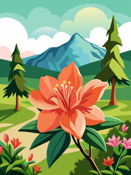 azalea vector landscape background