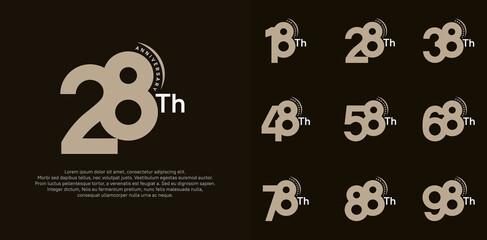 anniversary logotype vector set, brown color can be use for special day celebration