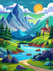 Obraz premium backgrounds vector landscape background