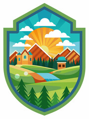 badges vector landscape background