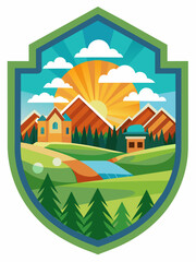 Naklejka premium badges vector landscape background