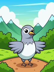 Naklejka premium A cute dove stands out against a peaceful landscape.