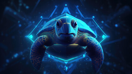 Neon turtle: Abstract Digital Illustration