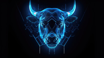 Neon buffalo: Abstract Digital Illustration