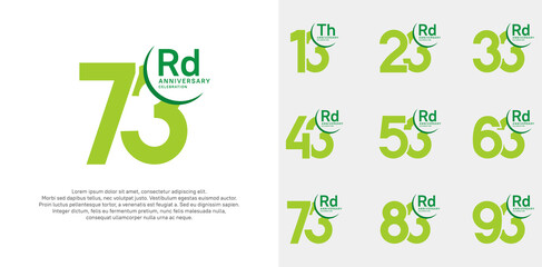 anniversary vector set with green color can be use for special day celebration