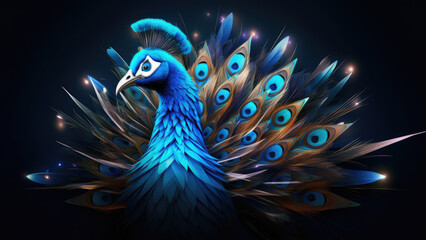 Neon peacock: Abstract Digital Illustration
