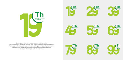 anniversary vector set with green color can be use for special day celebration