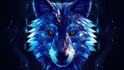 Neon wolf: Abstract Digital Illustration