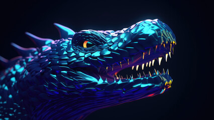 Neon crocodile: Abstract Digital Illustration