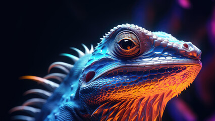 Neon iguana: Abstract Digital Illustration