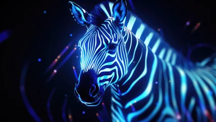 Poster Neon zebra: Abstract Digital Illustration © HEALTH AND BEAUTY 