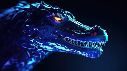 Poster Neon crocodile: Abstract Digital Illustration © HEALTH AND BEAUTY 