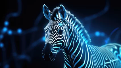 Poster Neon zebra: Abstract Digital Illustration © HEALTH AND BEAUTY 