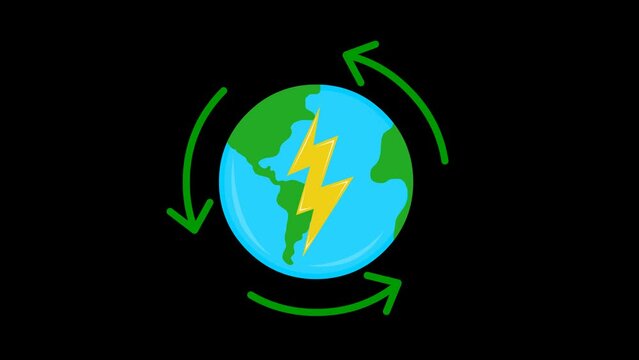 video animation icon environmental, renewable and recyclable energy concept. On a transparent background with zero alpha channel