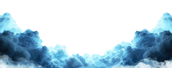 Blue clouds isolated on transparent background.