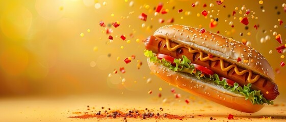 Delicious hot dog with mustard