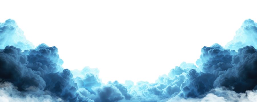 Blue clouds isolated on transparent background.
