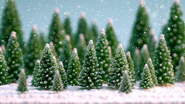 Christmas tree. Looped Christmas snow. Generative AI.