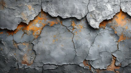 A close-up shot of a cracked concrete wall, revealing layers of bedrock, water seepage, and outcrop, depicting the composition of this man-made building material.