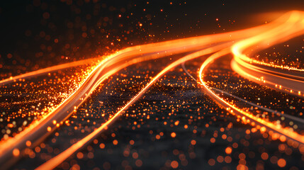 Fototapeta premium orange glowing line effect 