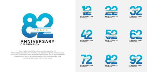 Fototapeta na wymiar anniversary logotype vector set with blue color for special celebration
